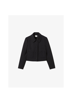 Womens Claudie Pierlot Boxy-Fit Cropped Wool-Blend Jacket