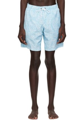 Versace Underwear Blue Barocco Swim Shorts