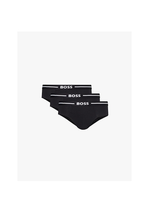 Mens Boss Branded Waistband Stretch-Cotton Briefs