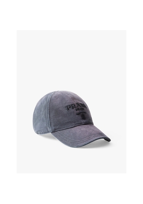 Womens Prada Brand-Embroidered Canvas Baseball Cap