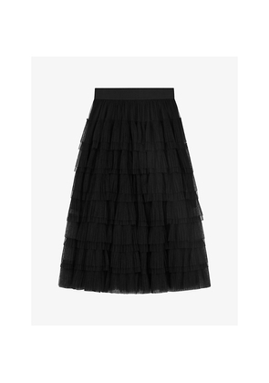 Womens Maje Josepha Ruffle-Tiered Tulle Midi Skirt