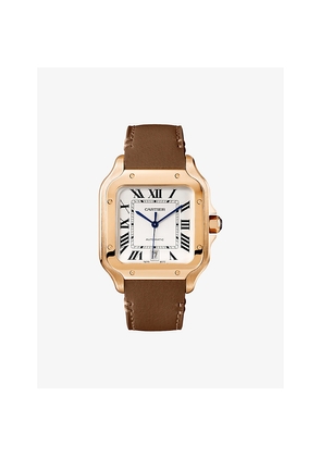 Mens Crwgsa0037 Santos De Cartier Large 18ct Rose-Gold, Sapphire and Interchangeable Leather Strap Automatic Watch