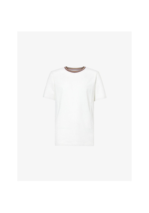 Mens Paul Smith Striped-Collar Brand-Print Cotton T-Shirt