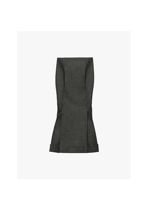 Womens Prada Contrast-Panel Mid-Rise Wool Midi Skirt