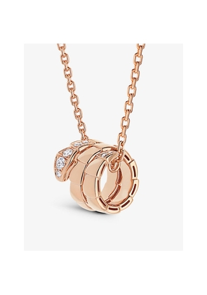 Bvlgari Serpenti Viper 18ct Rose-Gold and 0.13ct Round-Cut Diamond Pendant Necklace