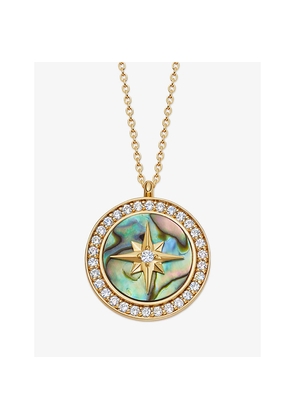 Womens Astley Clarke Polaris Large 18ct Yellow Gold Vermeil, Abalone and White Sapphire Locket Necklace