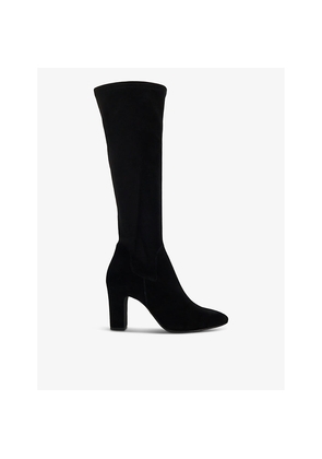 Womens Dune Simple Stretch Block-Heel Suede Knee-High Boots