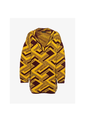 Mens Prada Shetland Geometric-Pattern Wool Jumper