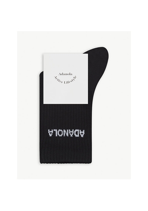 Womens Adanola Logo-Print Ribbed Cotton-Blend Socks