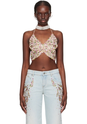 Blumarine Beige Graphic Tank Top