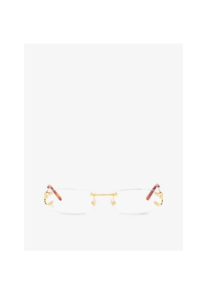 Womens Cartier ct0092O Rectangular-Frame Rimless Metal Optical Glasses