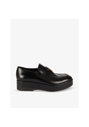 Mens Prada Branded Brushed Leather Loafers