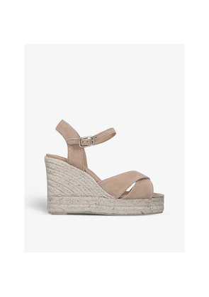 Womens Castaner Blaudell Open-Toe Suede Wedge Espadrilles