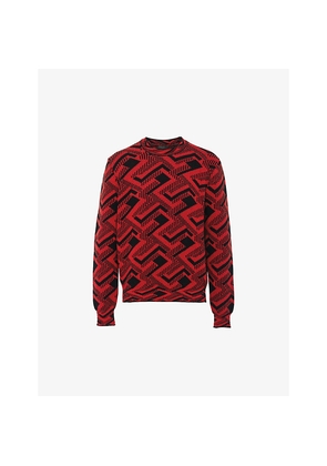 Mens Prada Abstract-Pattern Wool and Cashmere-Blend Jumper