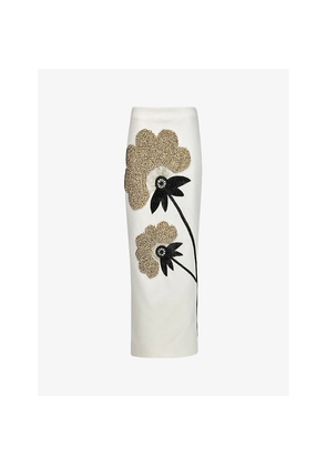 Womens Leem Floral-Embroidered Woven Maxi Skirt