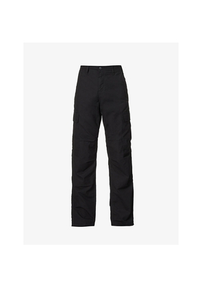 Mens Carhartt WIP Logo-Patch Straight-Leg Cotton Trousers