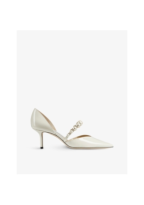 Womens Jimmy Choo Aurelie 65 Pearl-Embellished Patent-Leather Courts