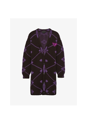 Mens Prada Oversized Jacquard-Knit Wool Cardigan