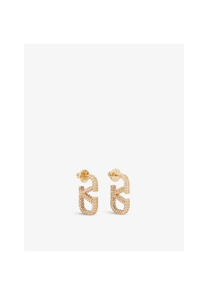 Valentino Garavani Vlogo Gold-Toned Brass and Rhinestones Earrings