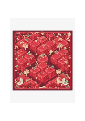Womens Cartier Jewellery Boxes Graphic-Print Silk-Twill Scarf