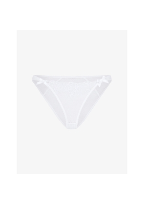Womens Agent Provocateur Rosia Bow-Embroidered Mid-Rise Woven Briefs
