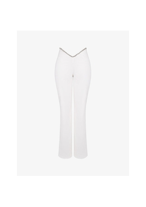Womens Mistress Rocks Crystal-Trim Slim-Fit High-Rise Crepe Trousers