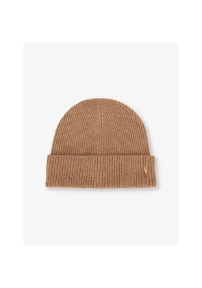 Mens Polo Ralph Lauren Embroidered-Signature Cuffed Wool-Blend Beanie Hat