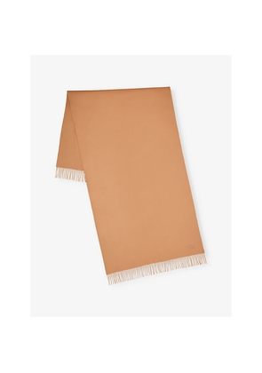 Womens Mulberry Solid Logo-Embroidered Merino-Wool Scarf