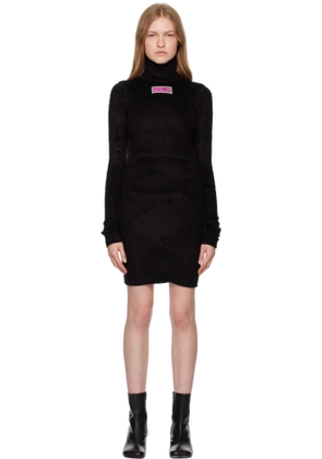 MM6 Maison Margiela Black Furry Jersey Minidress