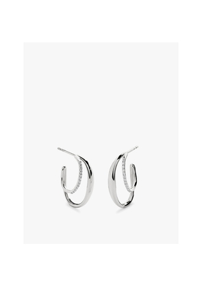 Womens Monica Vinader Nura Wrap Medium Sterling-Silver and 0.114ct Brilliant-Cut Lab-Grown Diamond Hoop Earrings