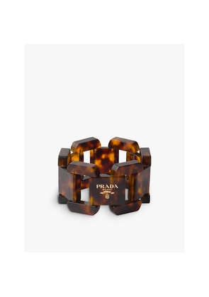 Womens Prada Logo-Engraved Tortoiseshell Plexiglass Bracelet