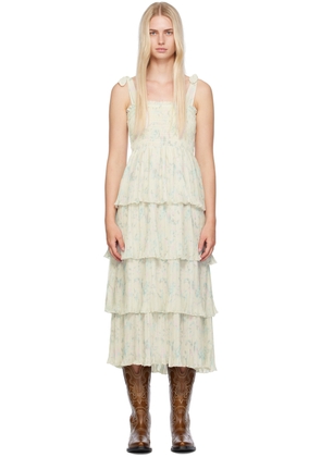 GANNI Green Floral Midi Dress