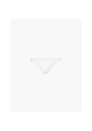 Womens Calvin Klein Sheer Marquisette Mid-Rise Lace Thong