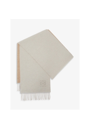 Loewe Anagram-Embroidered Wool and Cashmere-Blend Scarf