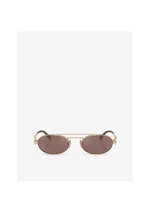 Miu Miu Mu 54Zs Oval-Frame Metal Sunglasses