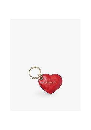 Womens Aspinal Of London Heart-Shaped Branded Pebbled-Leather Keyring