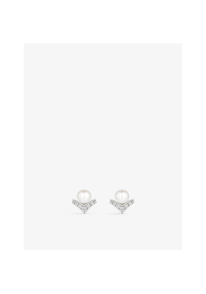 Chaumet Joséphine Aigrette 18ct White-Gold, 0.15 Brilliant Cut Diamonds and 1.70ct Pearl Stud Earrings