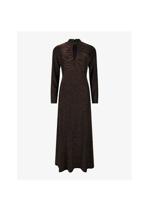 Womens Ro&Zo Zara Keyhole-Front Sparkle Stretch-Jersey Maxi Dress