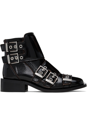 GANNI Black Feminine Buckle Naplack Boots