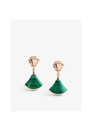 Bvlgari Divas' Dream 18ct Rose-Gold, 0.07ct Diamond and Malachite Earrings