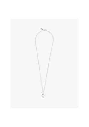 Mens Commonlines Solitaire Sterling-Silver and Cubic-Zirconia Pendant Necklace