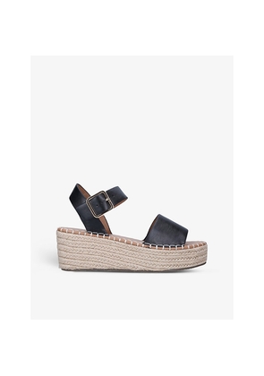 Womens KG Kurt Geiger Pia Open-Toe Faux-Leather Wedge Sandals