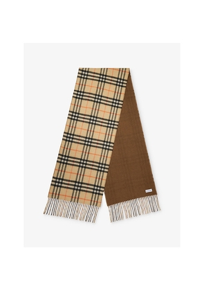 Womens Burberry Rectangular-Shape Fringed-Edge Cashmere Scarf