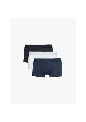 Mens Calvin Klein Logo-Waistband Pack-Of-Three Lyocell-Blend Trunks