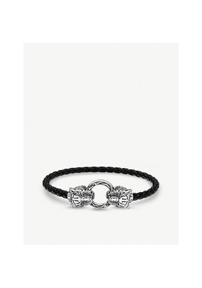 Womens Thomas Sabo Rebel Tiger Sterling Silver, Leather and Zirconia Bracelet
