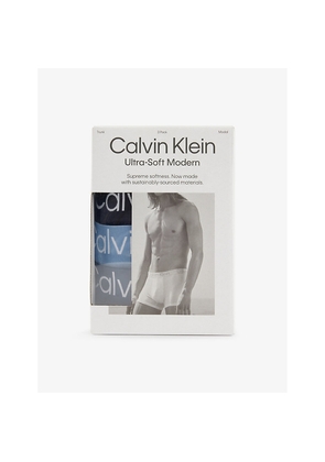 Mens Calvin Klein Ultra-Soft Modern Mid-Rise Pack Of Three Stretch-Reprocessed-Modal Trunks