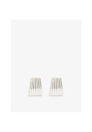 Womens Heaven Mayhem Ribbed Silver-Plated Brass Stud Earrings