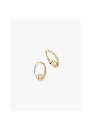Womens Astley Clarke Floe 18ct Yellow Gold Vermeil and Freshwater Pearl Hoop Earrings