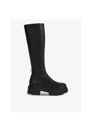 Womens KG Kurt Geiger Trekker Sock2 Knee-High Faux-Leather Boots