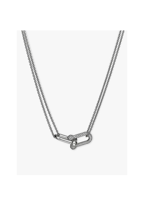 Womens Tiffany & Co Tiffany Hardwear Double Link 18ct White-Gold and 0.74 Pavé-Diamond Necklace